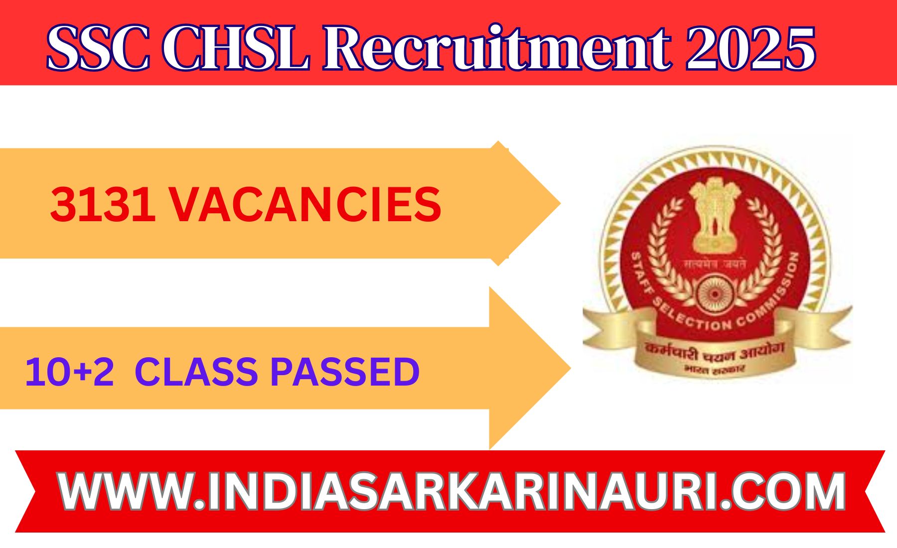 SSC CHSL Recruitment 2025 Apply Online for 3131 Posts